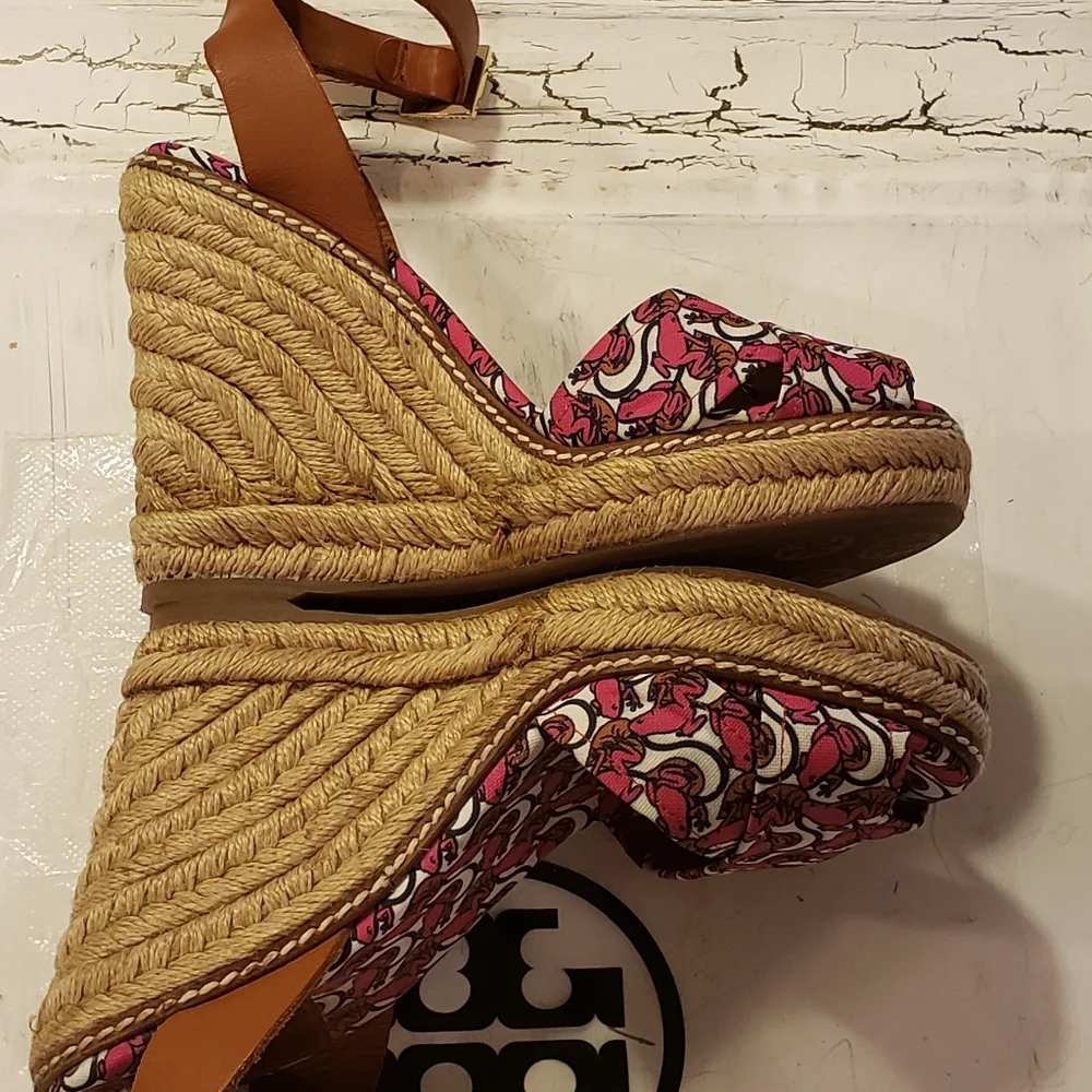 Tory Burch Wedge Espadrilles Jute Rope Designer Summer Beach